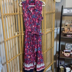 Lane Bryant Pink and Blue Floral button down dress